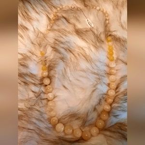 28 inch Yellow Calcite graduated and hand-knotted necklace